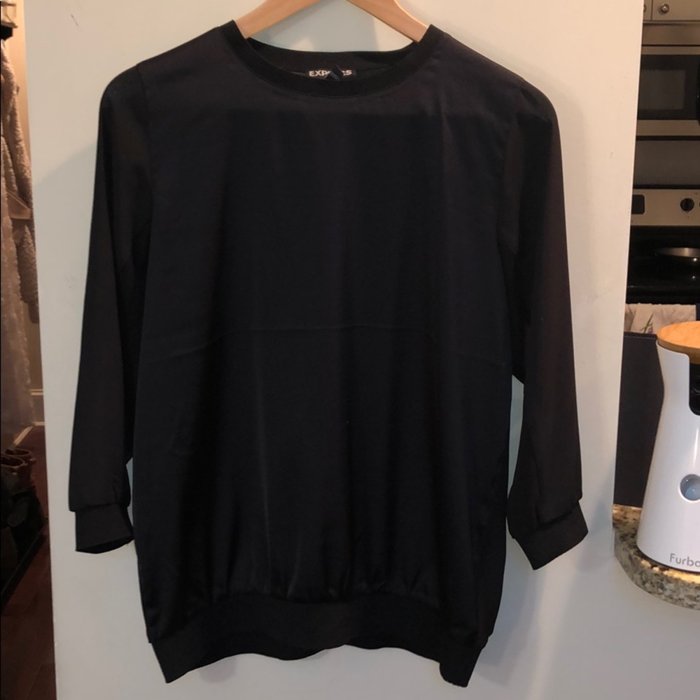 NWOT Express Sheer Back Black Top